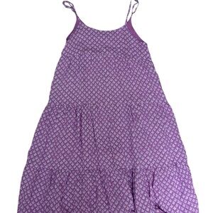 Purple Floral Tiered Spaghetti-Strap Dress